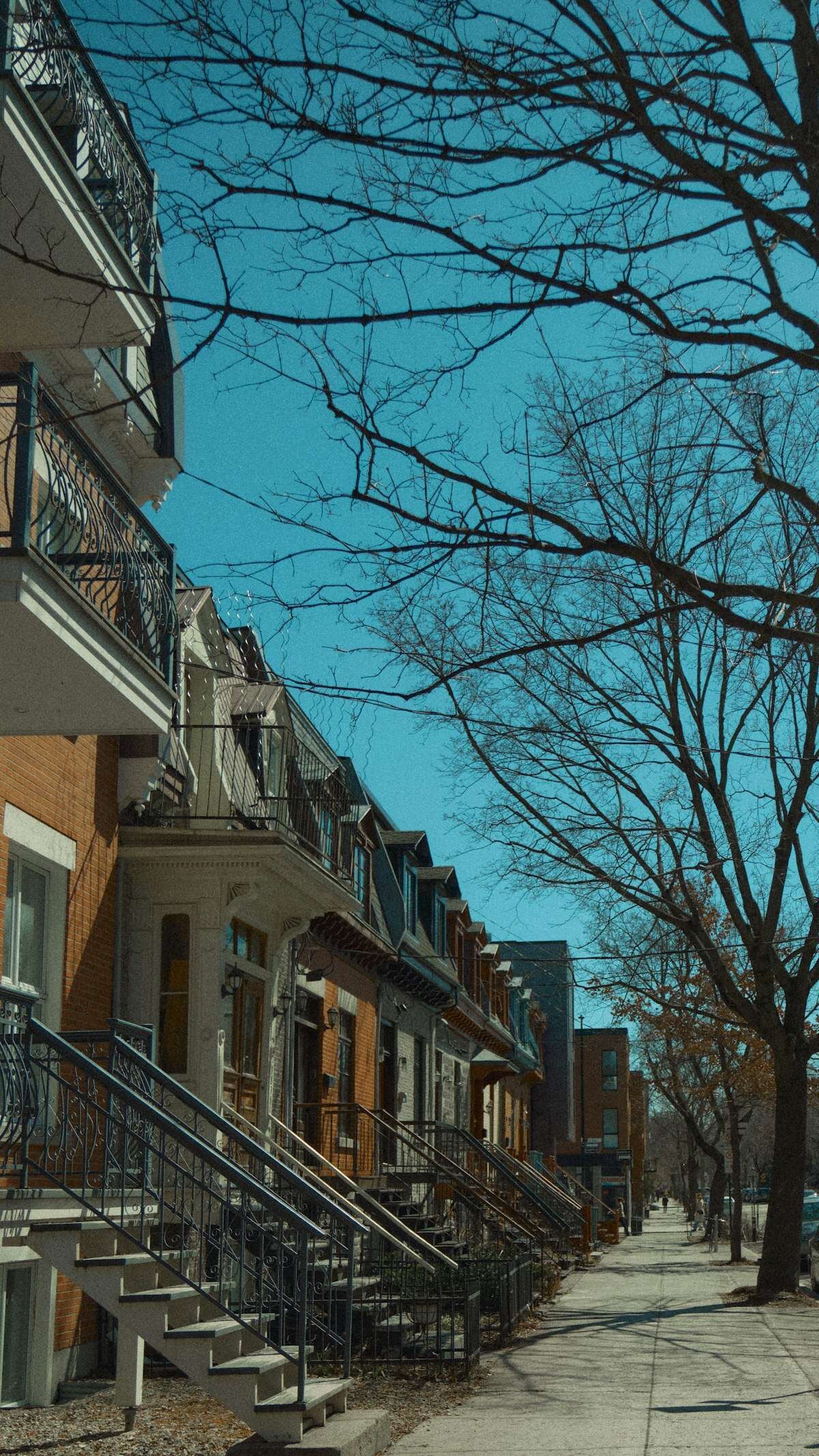 Rangée de maisons dans une rue résidentielle de Montréal